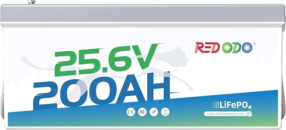 Redodo 24V 200Ah LiFePO4 Battery, 200A BMS, for Solar, Off Grid | Group 8D, 4000+ Deep Cycles, IP65 Waterproof, Max.4P2S, 5120Wh, for RVs, Marine, Backup Power, UPS,