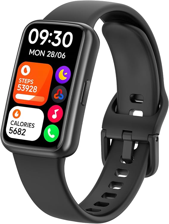 Fitness Tracker Watch for Men & Women, 1.47" HD with Bluetooth, 24/7 Heart Rate & Blood Oxygen Monitor, Sleep & Step Counter, 100+ Sports Modes, 3ATM Waterproof, Compatible with Android iOS Black