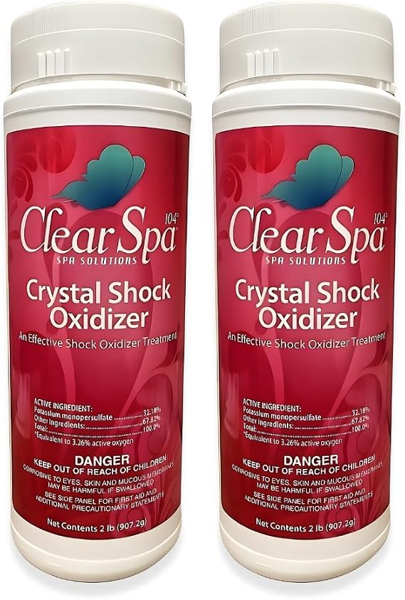 Clear Spa 104 Non-Chlorine Spa Shock for Hot Tub - Chlorine Free Oxidizer for Swimming Pools, Spas, and Hot Tubs - 2 Pounds - Spa-Chlorine Free Shock Oxidizer (2)
