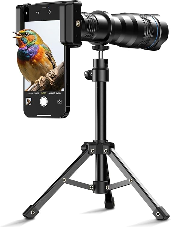 APEXEL 36X Telephoto Lens with Tripod Professional Telephoto Camera Lens | for iphone, Samsung, Pixel, and More, Optical Zoom Brings Distant Subjects (Buildings, Mountains, Wildlife) Up Close
