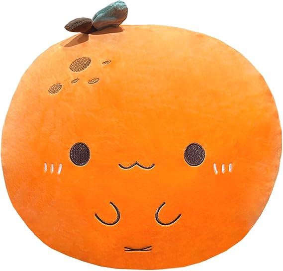 Goylmc Orange Plush Pillow, Fruit Stuffed Animal, Food Plush Pillow with Hand Pocket, Gift for Kids Adults (12.9 * 12.2in)