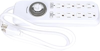 Woods 22575WD Indoor 8-Outlet Power Strip with Built-In Mechanical Timer; 8 Grounded Outlets