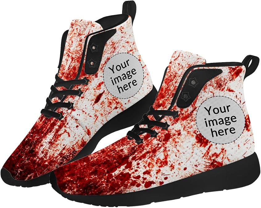 Women's Men's Custom Shoes Custom Bloody High Top Sneakers Personalized Blood Splatter Print High Top Shoes with Photo