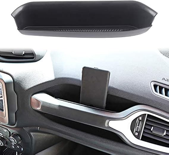 Jeep Renegade GrabTray Passenger Storage Tray Organizer Grab Handle Storage Box Bin for 2015-2021 Jeep Renegade, Interior Storage Accessories(Black)