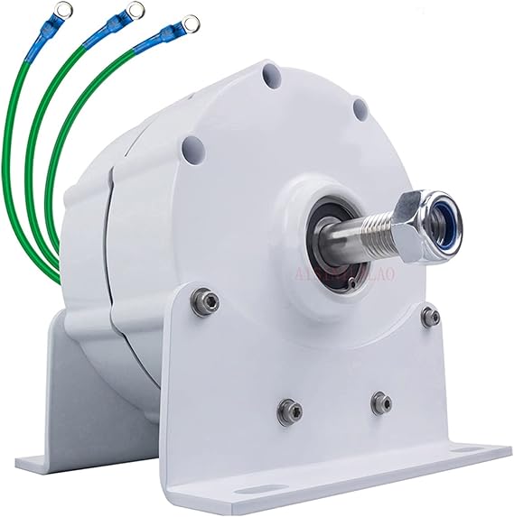 12000W Gearless Permanent Magnet Generator,12V 24V 48V 220V Low Speed DIY AC Alternator with Base Use for Wind Turbine Water Turbine(White)