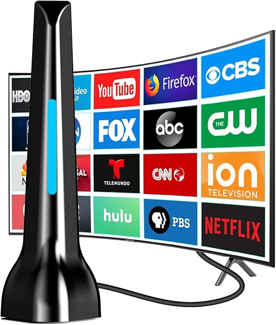 TV Antennas for Smart Indoor, Long Range & 360 Reception with Magnetic Base for Easy Installation, Digital HDTV Antenna Supports 4K, 1080p for Smart TV Local Channels