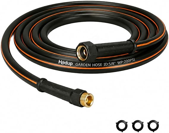 Lead-In Garden Hose 5/8in. x 10ft, All-Weather Water Hose,Black/Orange
