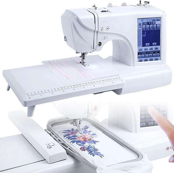 Automatic Sewing & Embroidery Machine with 158 Designs 4x9.2 Inch LCD Touch Screen 210 Letters 30 Borders for Home DIY Crafting