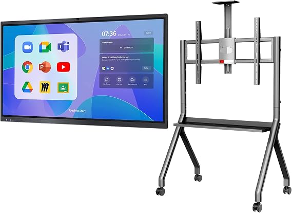 Smart Board 65 inch Interactive Whiteboard 4K UHD Touch Smartboard Dual System with 48MP Camera Presentation Electronic Whiteboard Classroom Office Home Smartboard(Board+Stand)