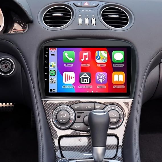 4+64G Car Radio Stereo for Mercedes SL63 SL65 SL500 R230 SL350 SL500 2005-2012, 9 inch Android 13 with Wireless Carplay Android Auto Double Din Radio Stereo GPS Navi Bluetooth Backup Camera