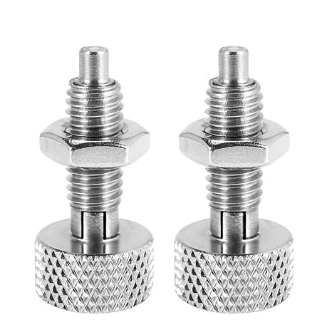 2Pcs Hand Retractable Spring Plunger, M16 Stainless Steel Quick Release Pin Lock Out Pin with Nut and Knurled Handle for Rolling Toolbox Packout Tool Box Accessories (M16)