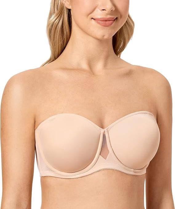 DELIMIRA Women's Underwire Non Padded Seamless Strapless Bra Plus Size