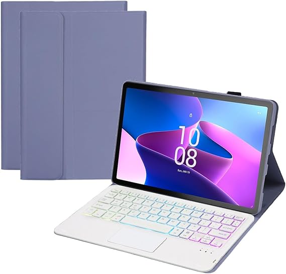 Keyboard Case for Lenovo Tab M10 (3rd Gen) 10.1" 2022 (TB-328F), Backlit Detachable Wireless Bluetooth Keyboard with Touchpad,Purple