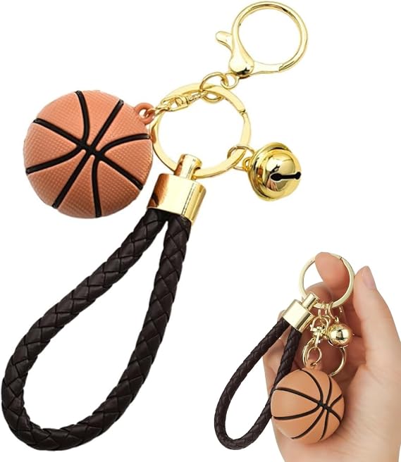 Basketball Keychain,Novelty Sports Ball Key Chain, Basketball Gift Keyring for Boys, Sports Fans, Men & Women, Colourful Design for Backpacks, Bags & Jeans