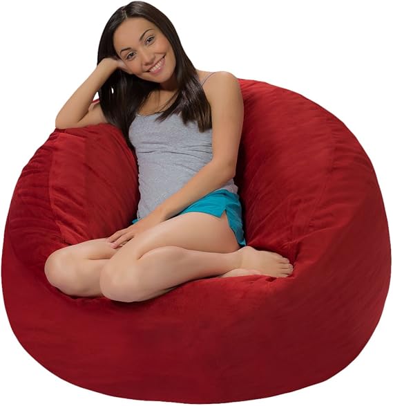 Comfy Sacks Memory Foam Bean Bag, 4 Foot, New York Red Pebble