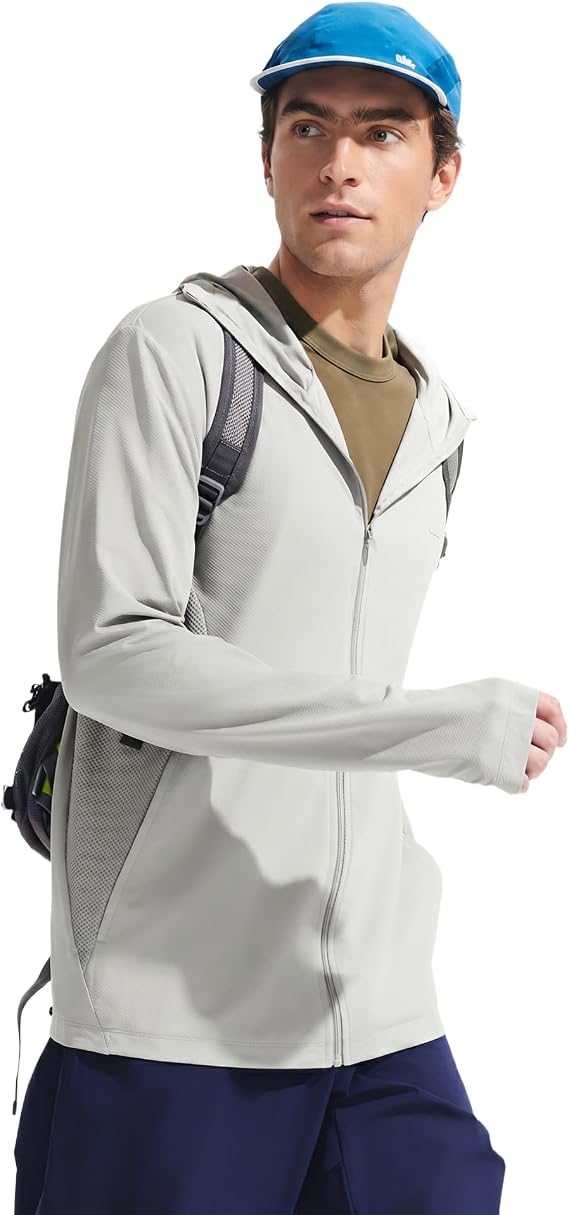 BENEUNDER Men's UPF 50+ Sun Protection Lightweight Hoodie Jacket Long Sleeve Active Sun Shirts for Outdoor Hiking Workout