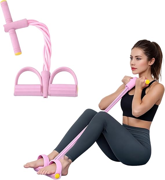 Pedal Resistance Bands with Handle, 6 Tube Multifunction Tension Rope Foot Pedal Resistance Band with Handles, Muscle Training Equipment for Home Gym Office Beginners Fitness