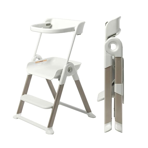 Boon Pivot Toddler Tower Kids Kitchen Step Stool - Folding Step Stool for Bathroom Sink or Kitchen Counter - CPC Certification - White - Ages 18 Months to 4 Years