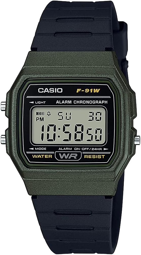 Casio F-91WM-3AJ Men's Wristwatch, Digital Display, Rectangular, Calendar, Waterproof, Daily Use