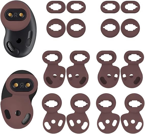 [ 8 Pairs ] Galaxy Buds Live Ear Tips Wing Tips, Non-Slip Anti-Slip Sound Leakproof Silicone Earbuds Replacement Cover Accessories Compatible with Samsung Galaxy Buds Live Mystic Brown S/L