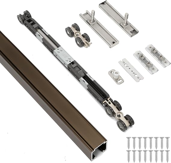 HBL 72Inch Pocket Door Hardware Kit with Soft Close Feature Heavy-Duty Aluminum Track Set, Smooth Sliding & Easy Installation Fits 23" to 36" Wide Single Doors, 72" Track Included.