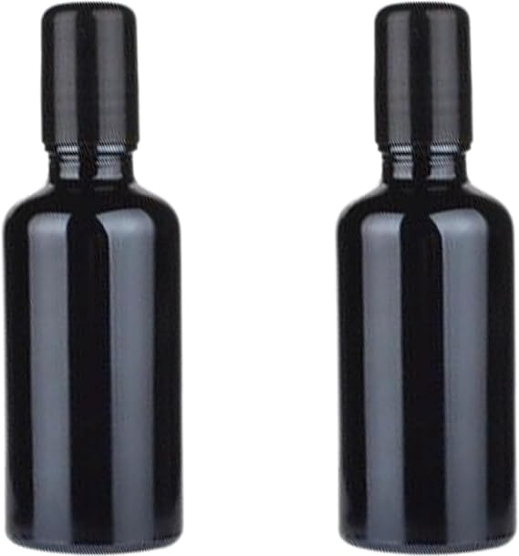 2 Pcs 50ml Large Glass Roll On Bottles For Castor Oil Stainless Steel Roller Ball Container Essential Oil Rolling Ball Bottle