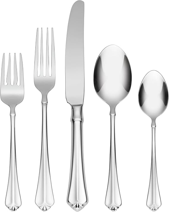 Oneida Juilliard 5-Piece 18/10 Silverware Set for 1, Flatware | silver, dishwasher safe | includes knives, forks, and spoons | heavy duty, cutlery set, utensil set, wedding silverware