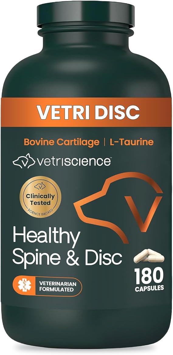 VetriScience Healthy Spine & Disc for Dogs, 180 Count | Back & Spinal Support Chondroitin & Taurine for Dogs, Perfect for Dachshunds, Corgis, Frenchies, Basset Hounds & More