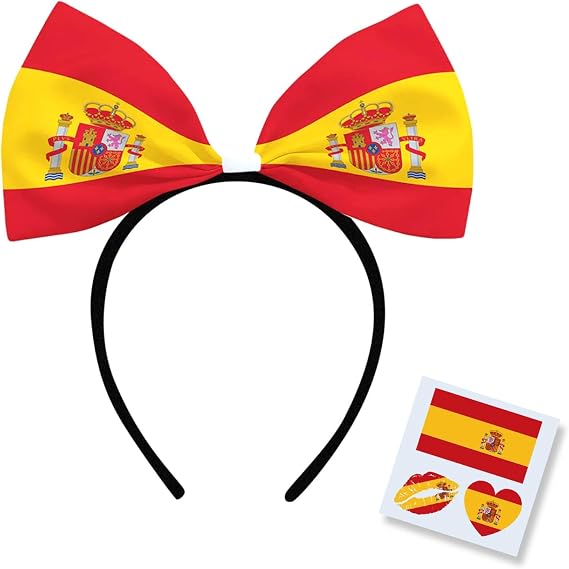 2026 Soccer World Cup Flag Bow Headband with Bonus Flag Tattoo Soccer Fan Hair Accessory, National Team Cheer Hair Hoop for Watch Party, Game Day Spirit Wear for Women Girls