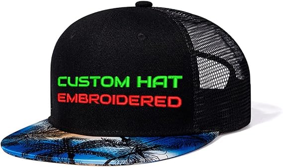 Custom Name/Text/Logo Embroidered Snapback Mesh Flat Bill Hat Hip Hop Fashion Outdoor