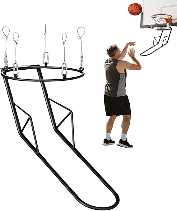 Basketball Return Attachment for Hoop Metal Training Net | Basketball Rebounder for Court Backyard Outside Indoor Door Training School Gym Teens Students