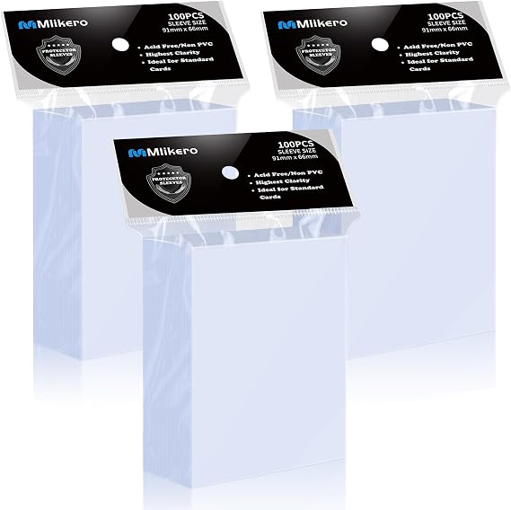 Mlikero 300 Pcs Clear Card Sleeves, Standard Size Trading Card Sleeves Cards Protector Fit for MTG, Football, Sports, Game Cards, 66 x 91 mm