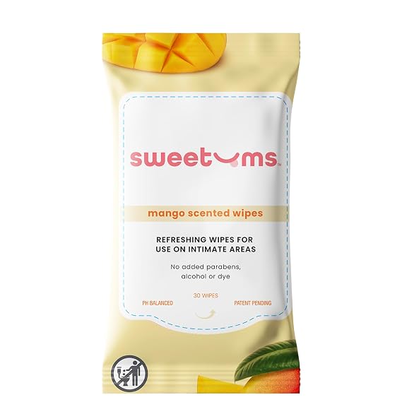 Sweetums Feminine Wipes for Women, Mango Scented & No Flavor, pH Balanced