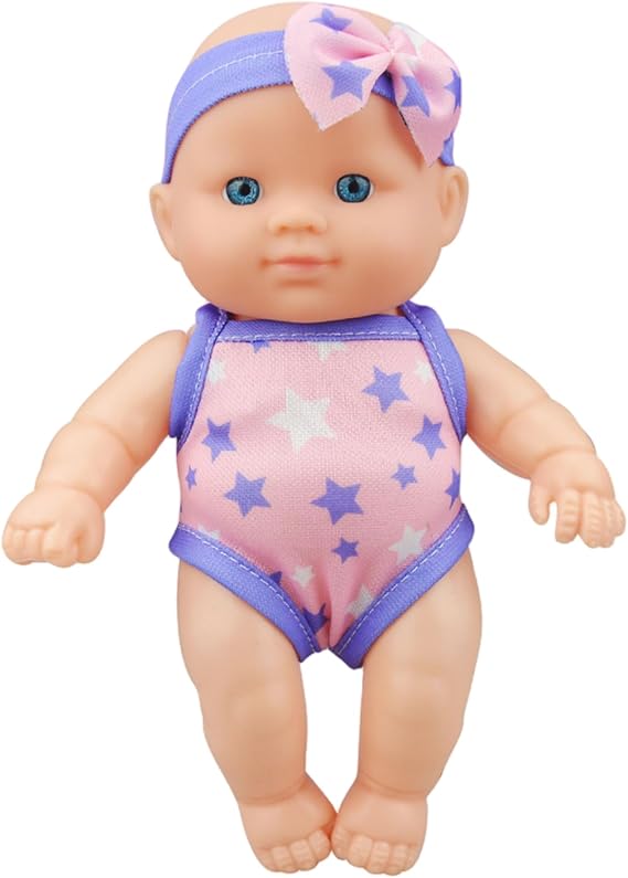 Water Baby Doll Cute Soft Vinyl Realistic Waterproof Floating Baby Bath Toys with Movable Joints & Removable Swimsuits Gifting for Kids Bathtub Pool Bath Time Play