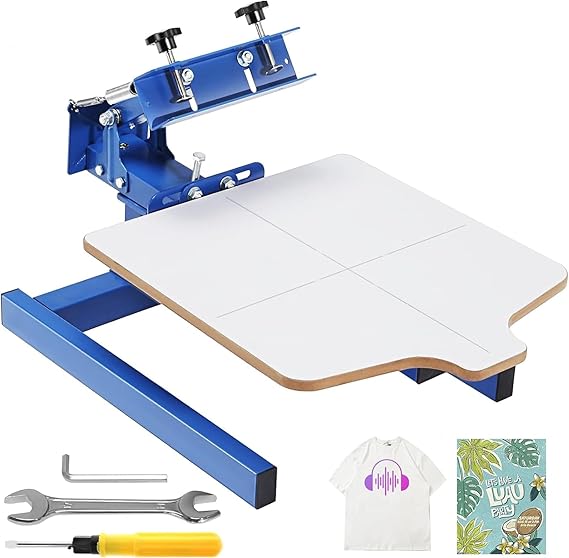 Screen Printing Machine, 1 Color 1 Station Silk Screen Printing Press,Double-Layer Positioning Pallet, Adjustable Tension