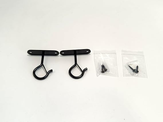 Ceiling Hooks for Hanging Plants Metal Iron Wall-Mounted Hangers for Bird Feeders, Lanterns, Wind Chimes, Planters, and Outdoor Decorations White Finish, Sturdy & Durable Design (Black 2pcs)