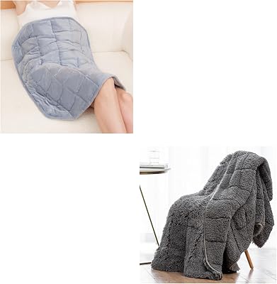 Wemore Small Weighted Blanket for Travel Light Grey 24x29 inches 5lbs with Shaggy Long Fur Faux Fur Weighted Blanket Grey 60 x 80 Inches 15lbs