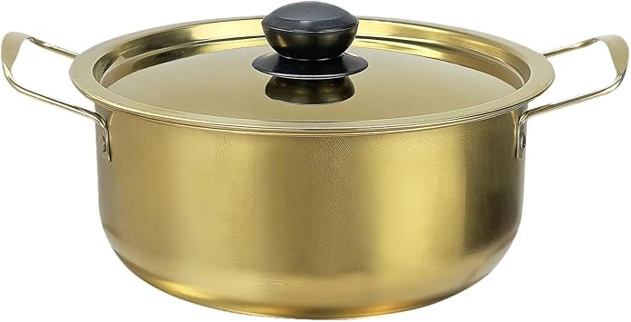 Korean Ramen Cooking Pot,Kimchi Soup Pot,Cookware with Cover,Ramyun Cooker,Seafood Troop Cooker for Camping Ramyun Stew Eggs, 18cm