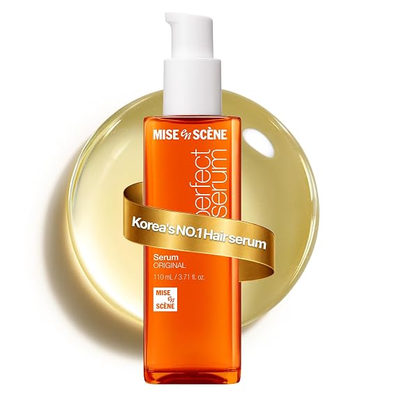 Mise En Scene Perfect Serum Original - Heat Protectant Hair Oil for Frizzy & Dry | Argan Oil | Visibly Smooths & Softens | Add Shine All Hair Types | Damage Repair | Fruity Floral Scent, 3.71 Fl Oz. | Heat Protectant Oil for Frizzy & Dry Hair, Hydration and Nutrition, for Damage Care, Floral Fragrance, Korean Hair Care