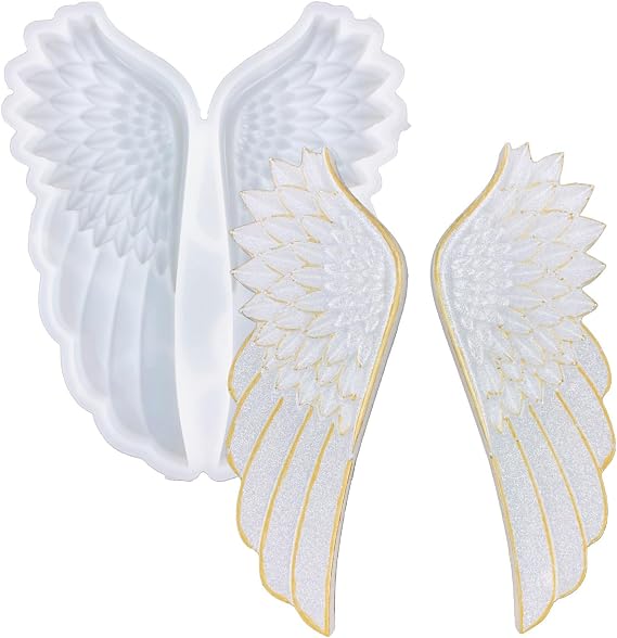 1Pair Angel Wings Molds Left & Right Wings Epoxy Resin Casting Silicone Mold, 1Pair Super Large 6.3" x 2.4"