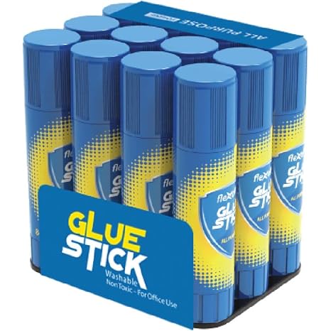 FLEXOFFICE Glue Sticks, Clear, 18 Grams (0.63 oz), 12 Count Pack, Washable, Non-Toxic, Low Odor, Quick Drying, for School, Office Supplies (FO-G005)