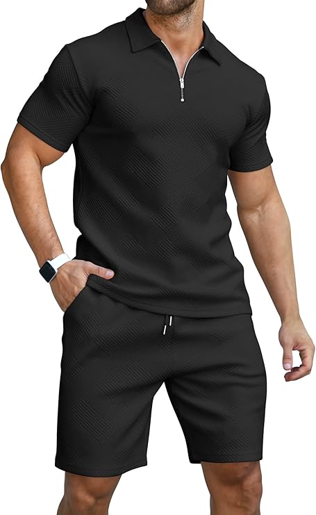 KUYIGO Men's Shorts Set Summer Outfits Fashion Casual 2 Piece Tracksuit