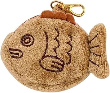 1Pc Brown Cute Plush Coin Purse Keychain, Mini Wrist Purse Bag, Creative Adjustable Soft Taiyaki Coin Pendant With Zipper Plush Pouch for Girl Women's Coin Purses and Pouches Money Organizers