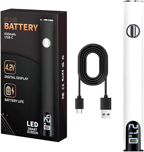 Portable Soldering Iron Kit with LED Display, USB Rechargeable, Suitable for Home Appliance Electronic Kit with Connect, 510 Threaded Battery, 650mah (White)