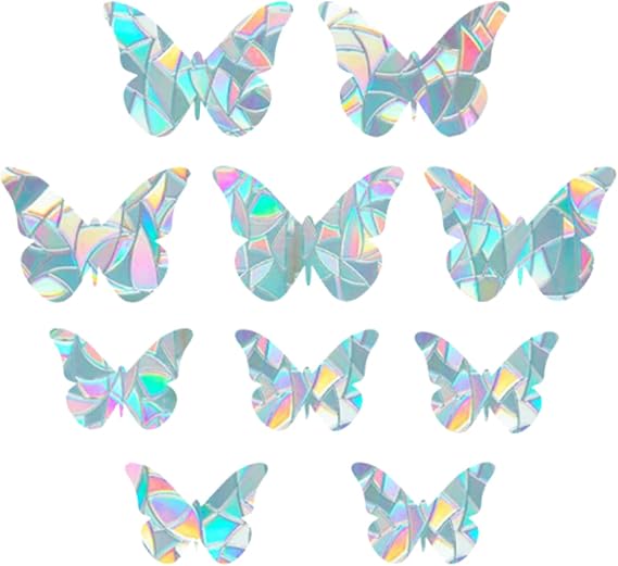 GORGECRAFT 10Pcs Rainbow Window Clings 3D Butterfly Decorative Window Decals Anti-Collision Window Stickers Static Vinyl Film for Glass Sliding Door Kitchen Bedroom Decor Prevent Birds Strike