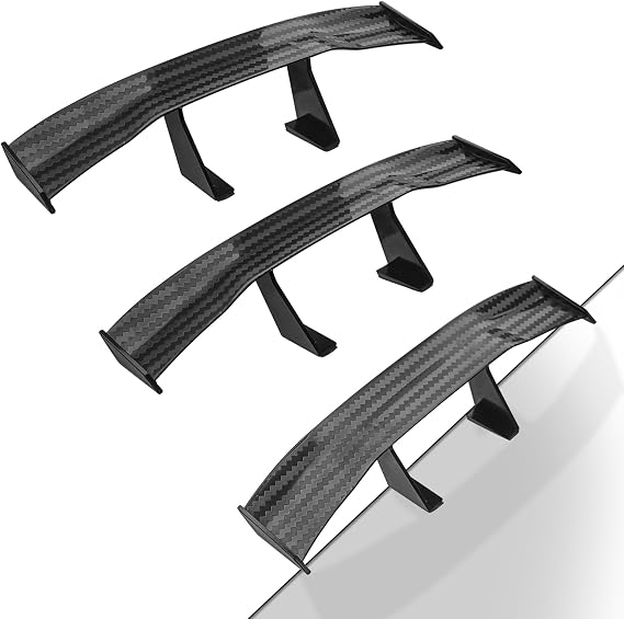 3PCS Car Mini Spoiler Wing Vehicle Stability Tail Decoration Carbon Fiber Universal Auto ABS Rear Spoiler Wing Decoration 6.7 Inch