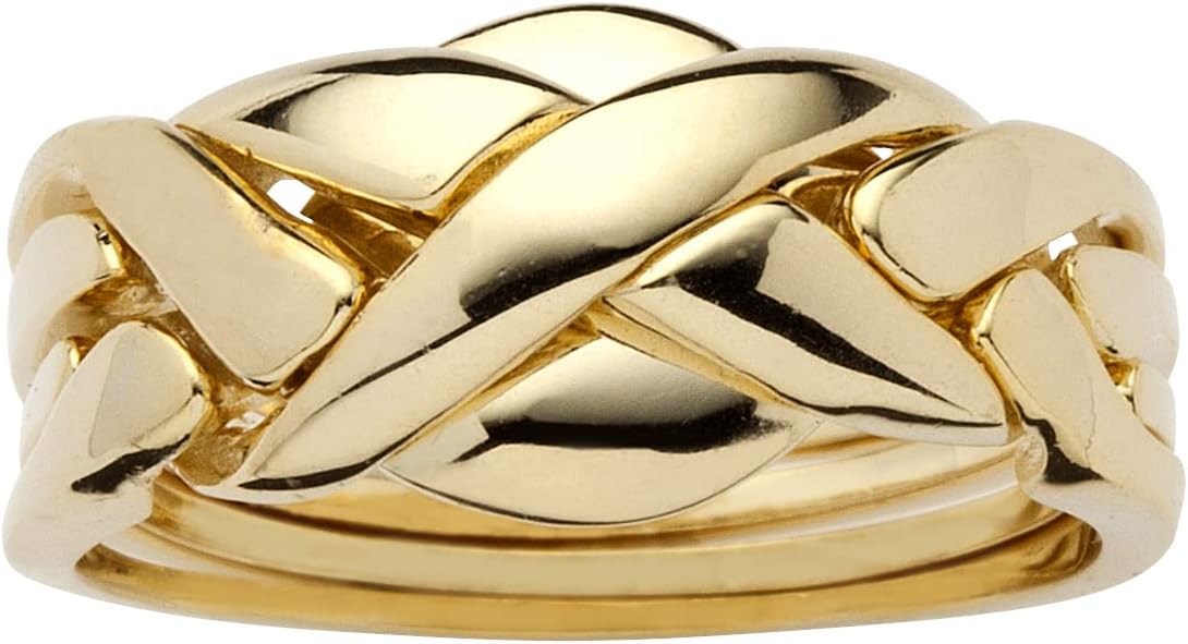 Palm Beach Jewelry 14K Yellow Gold Plated Braided Interlocking Puzzle Ring