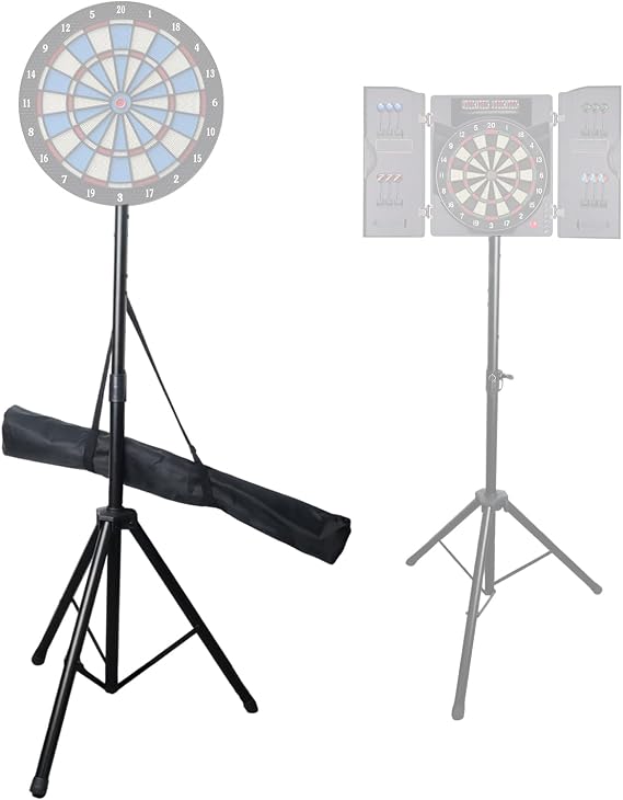 Dart Board Tripod Stand No Wall Mount, Heavy Duty 4KG Portable Dartboard Stand for Electronic & Bristle Dartboards, Adjustable Height to Official 5ft 8in (93200cm), Foldable with Carry Bag