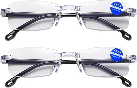 Glasses Blue Light 2-Pack Reading Glasses 2.0, Clear Blue Light Blocking Non-Prescription for Men and Women