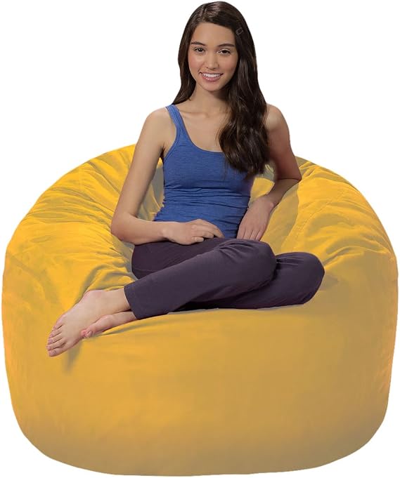 Comfy Sacks Memory Foam Bean Bag, 4 Foot, Lemon Microsuede
